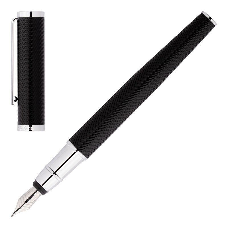 Hugo Boss Formation herringbone Fountain Pen Chrome