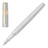 Hugo Boss Gear Pinstripe Fountain Pen Silver And Gold