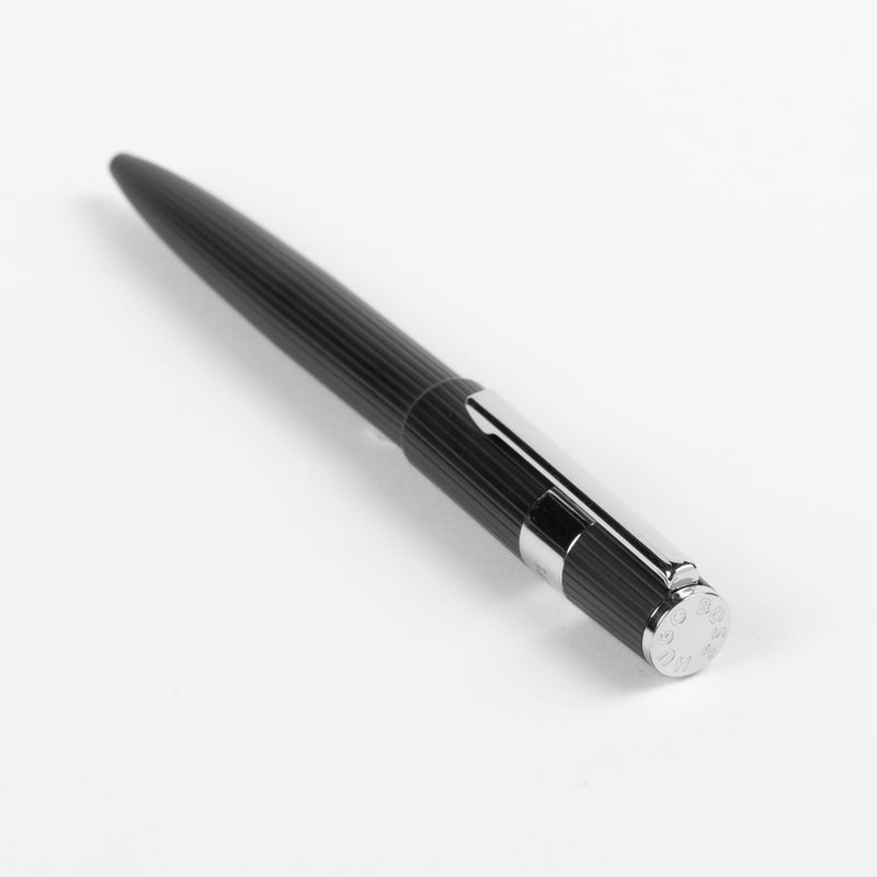 Hugo Boss Gear Pinstripe Ballpoint Pen Black And Chrome