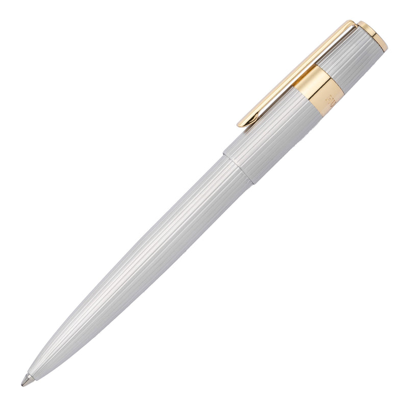 Hugo Boss Gear Pinstripe Ballpoint Pen Silver And Gold