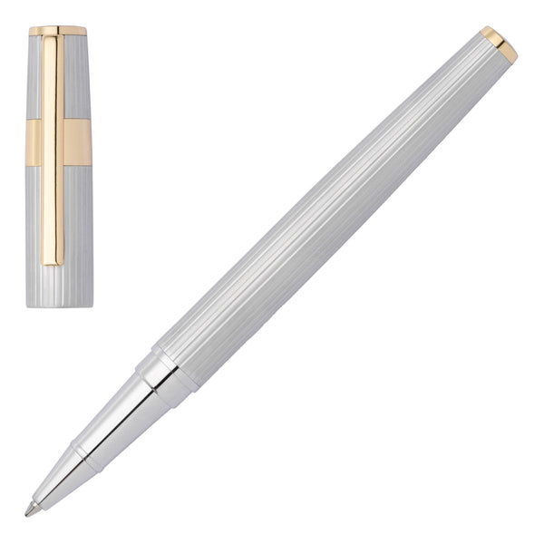 Hugo Boss Gear Pinstripe Rollerball Pen Silver And Gold