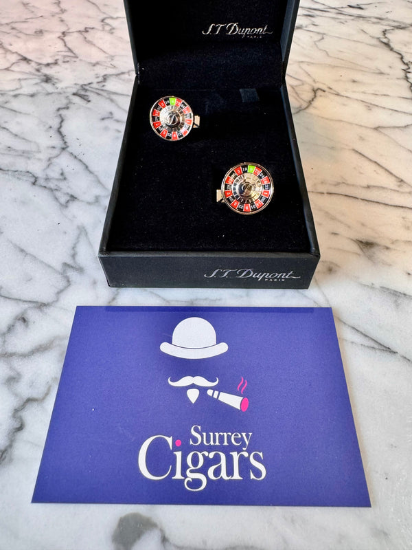 S.T. Dupont Line D Chance CASINO Cufflinks, Palladium, Red/Black, 005747