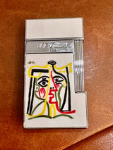 S.T. Dupont Limited Edition Picasso "Portrait of Jacqueline with Straw Hat" Slimmy White / Chrome Lighter