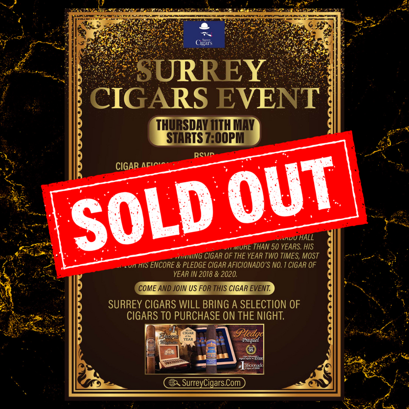 NOW SOLD OUT - Surrey Cigar Event - Thursday 11th May 2023 - Cost £50 includes 2 x Cigars, Cocktail and sliders.